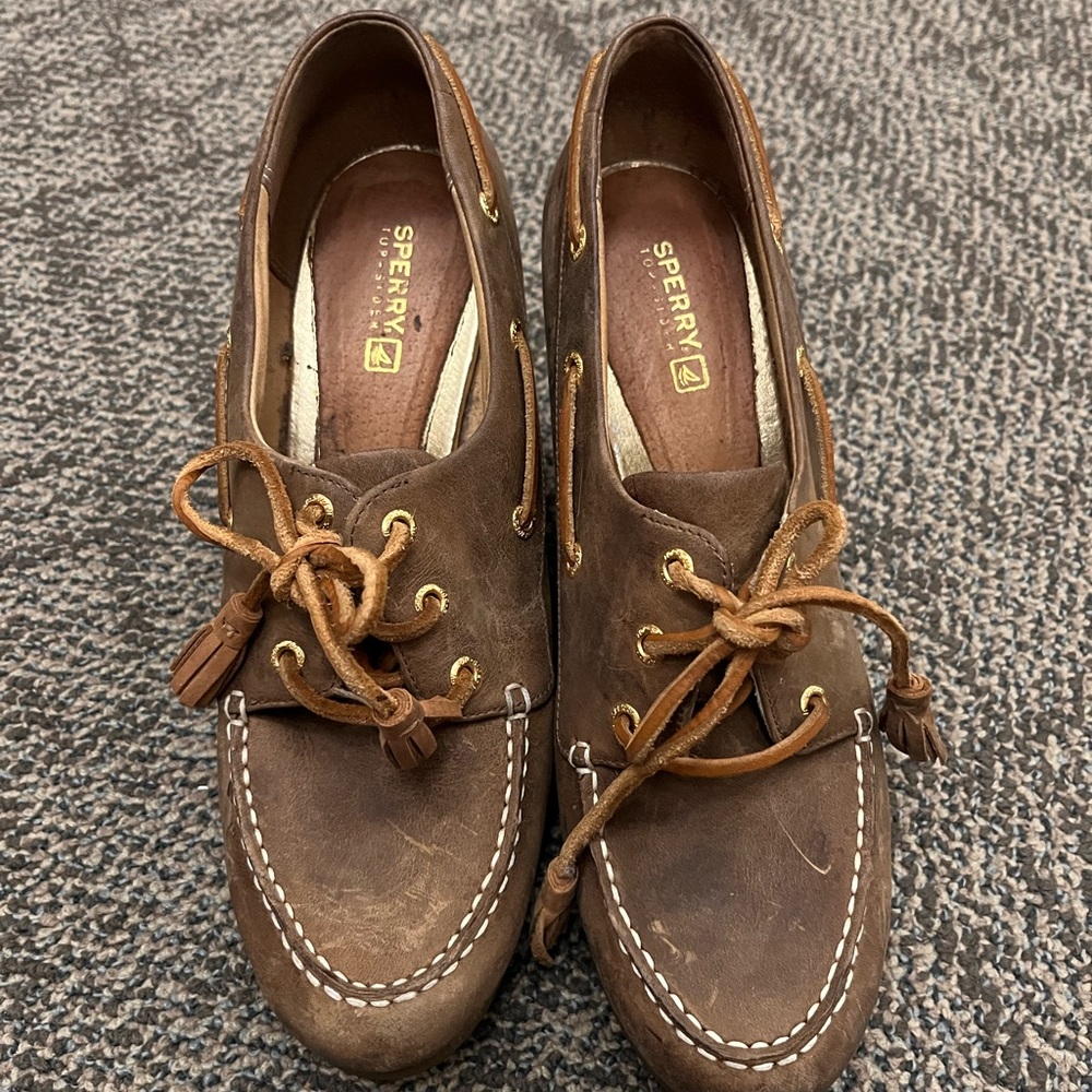 Sperry Brown Leather Wedges